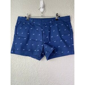 New Harper Francesca's Horse Print Chino Shorts Casual Blue Everyday Size L